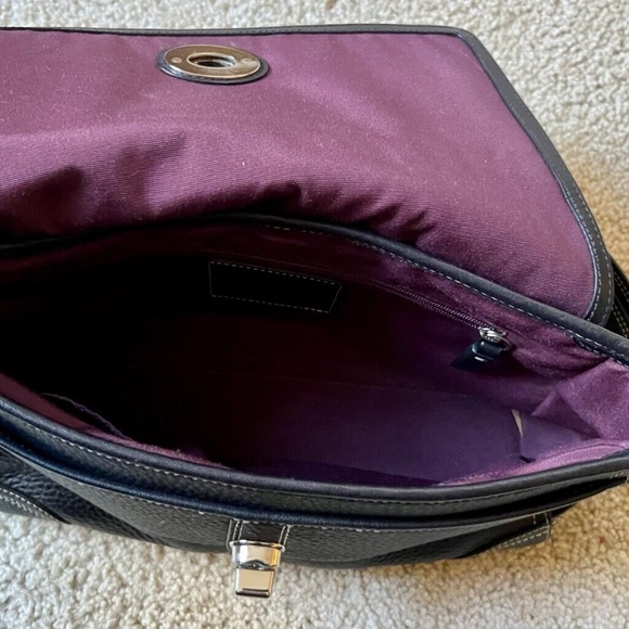 Coach Hamilton Black Pebbled Leather Crossbody Shoulder Bag Flap Turnlock F13957 - Picture 10 of 12